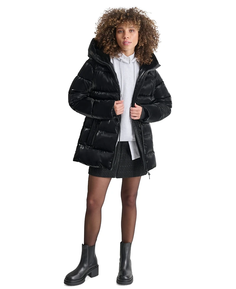 Dkny Women's Shine Hooded Anorak Puffer Coat