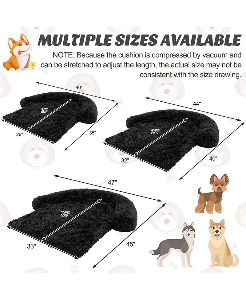 Costway Plush Calming Dog Couch Bed with Anti-Slip Bottom Plush Mat for Small Dogs & Cats