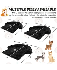 Costway Plush Calming Dog Couch Bed with Anti-Slip Bottom Plush Mat for Small Dogs & Cats