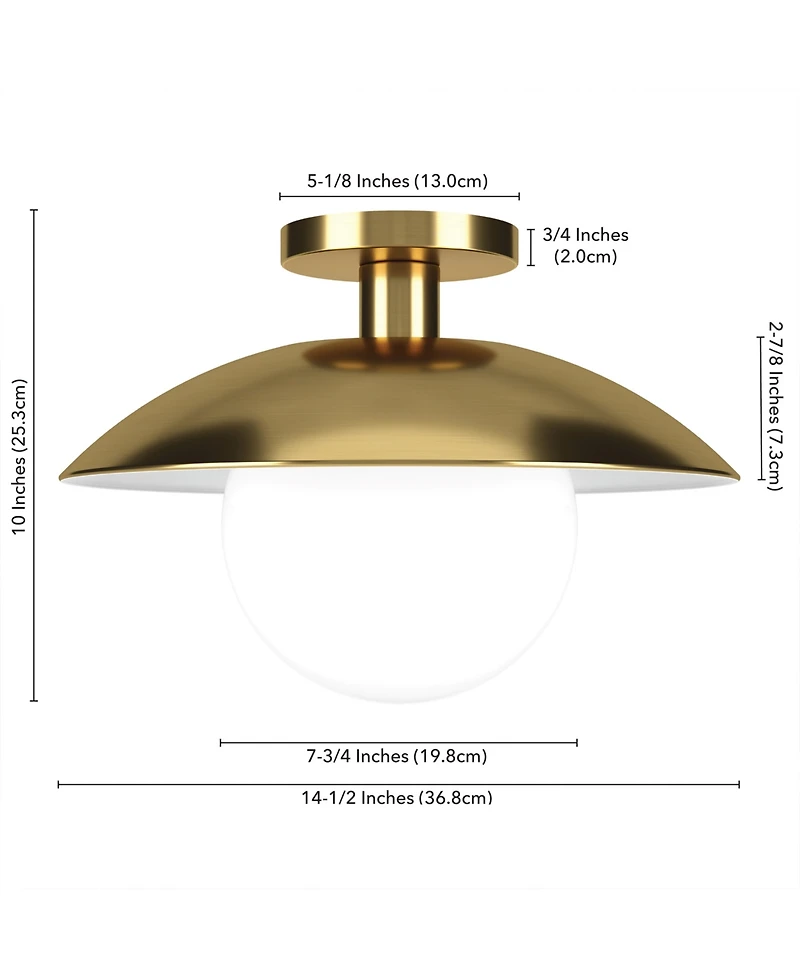 Hudson & Canal 14.5" Metal Alvia Wide Semi Flush Mount