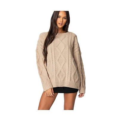 Edikted Women's Kennedy oversized cable knit sweater