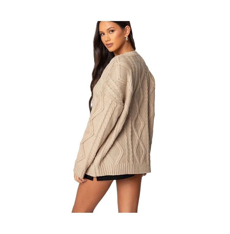 Edikted Women's Kennedy oversized cable knit sweater