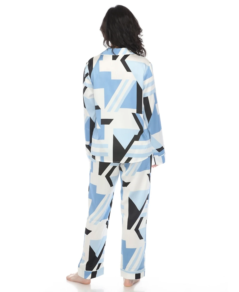 White Mark Women's Printed Satin Pajama Set