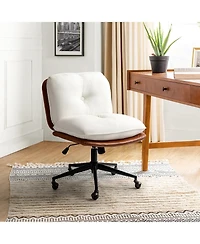 Hulala Home Lindsay Mid Century Modern Task Chair Faux Leather +Polyester/Polyester Blend