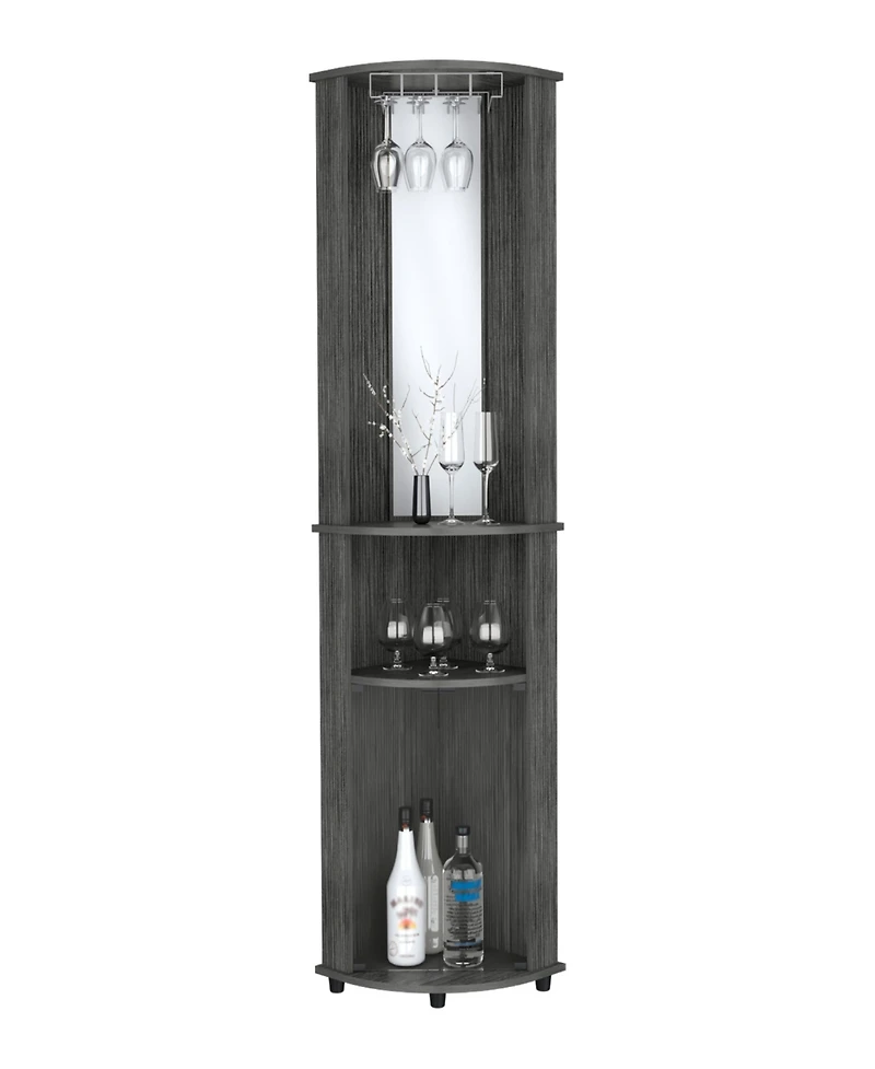 Nashville Corner Bar Cabinet Unit with Wine Glass Rack and Lower Cabinet