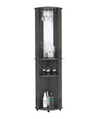 Nashville Corner Bar Cabinet Unit with Wine Glass Rack and Lower Cabinet