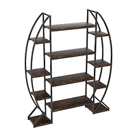 Unho Industrial Curved Oval Bookshelf Metal Multi-tiered Flower Pot Rack Garden Stand