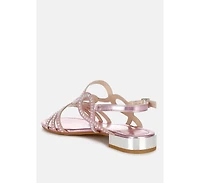 Jisters Cut Out Detail Rhinestone Flat Sandals