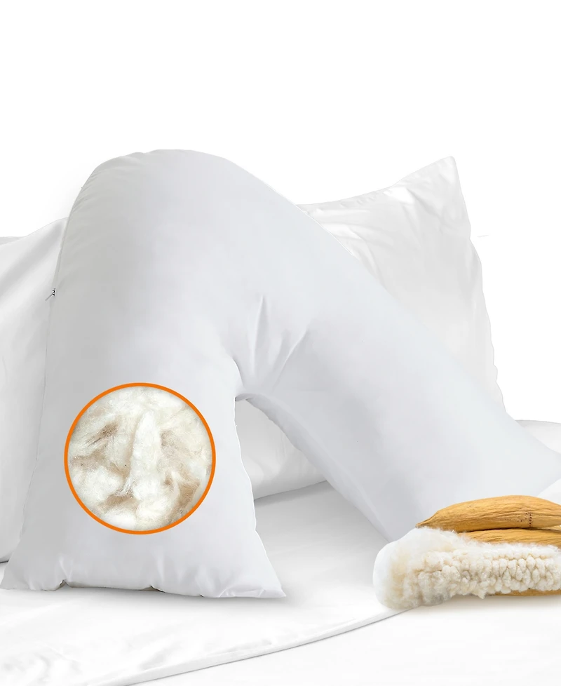 Cheer Collection Natural Kapok V Shape Pillow, 28" x 14"