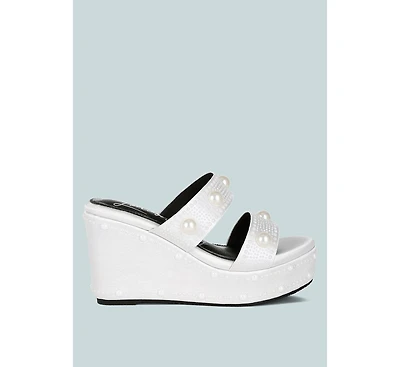 Django Pearl Embellished Wedge Sandals