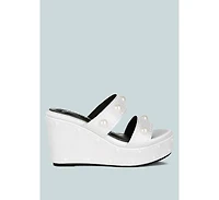 Django Pearl Embellished Wedge Sandals