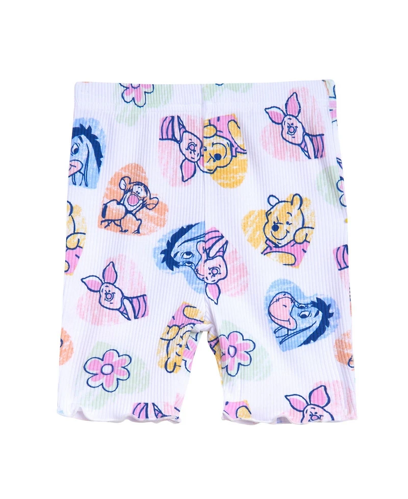 Winnie the Pooh Baby Girls Minnie Mouse Lilo & Stitch Peplum T-Shirt and Bike Shorts Outfit Set Newborn to