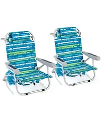 Pcs Folding Beach Chair Adult Lightweight Aluminum Camping Chair with Storage Bag