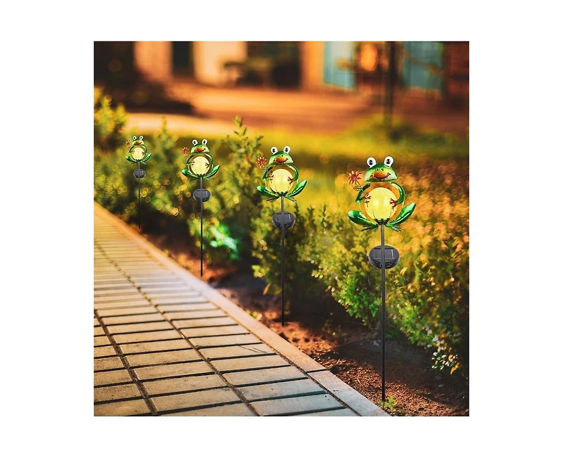 gaomon Frog Solar Lights Outdoor Garden Decorative, Solar Frog Outdoor Decor for Garden, Auto On/Off Solar Powered Stake Lights for Christmas Pathway