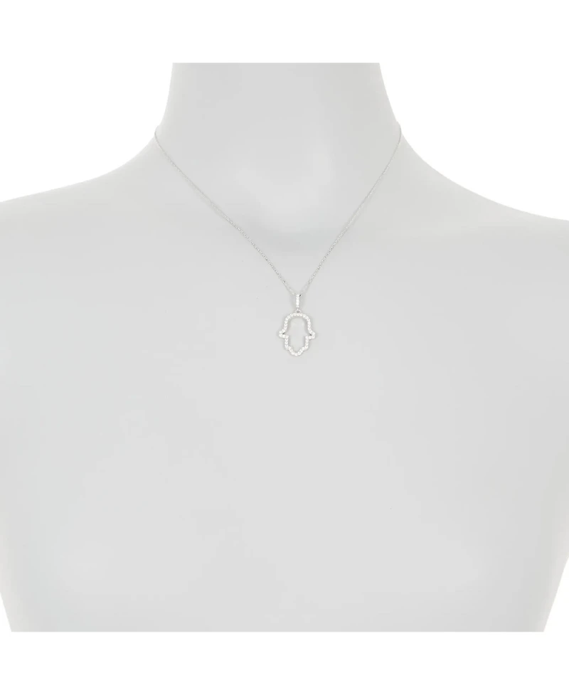 Suzy Levian New York Suzy Levian Sterling Silver White Cubic Zirconia Hamsa Hand Pendant