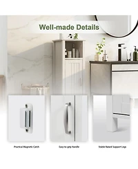 Gymax Bathroom Floor Storage Cabinet Free Standing w/ Single Door Adjustable Shelf