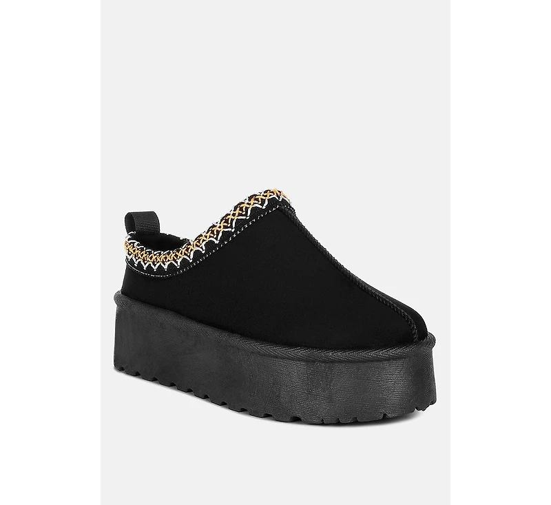 Struter Embroidered Platform Fur Classic Slip-On