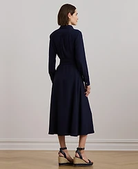 Lauren Ralph Women's Self-Belt Long-Sleeve Surplice Georgette Midi Dress