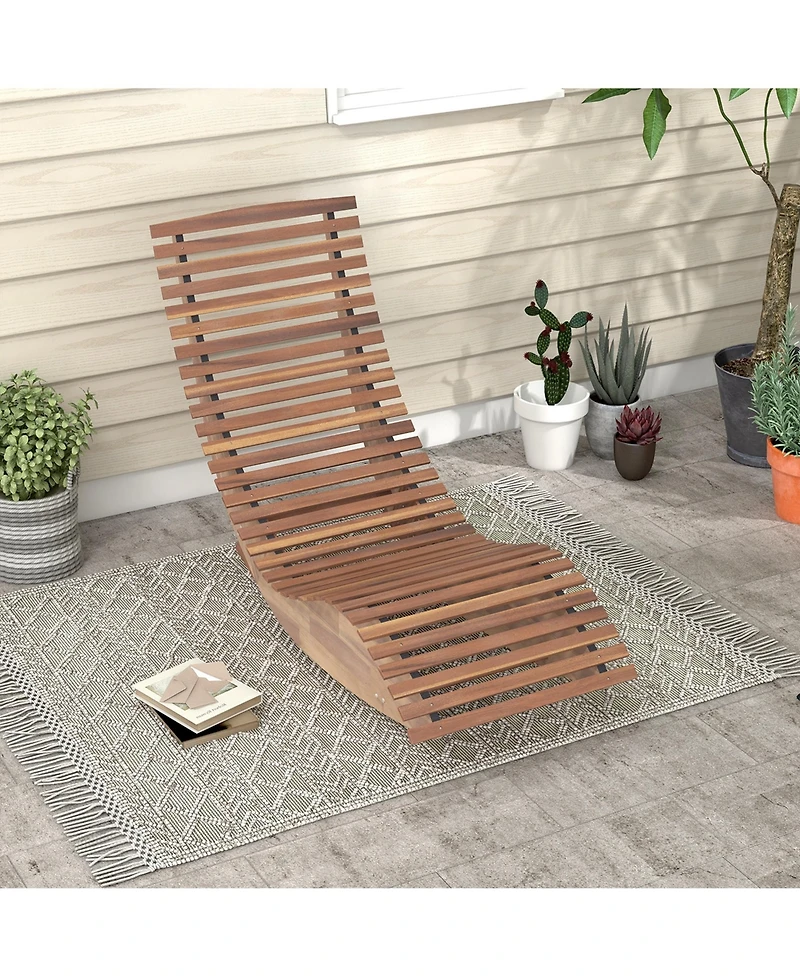 Pcs Outdoor Acacia Wood Rocking Chair with Widened Slatted Seat and High Back