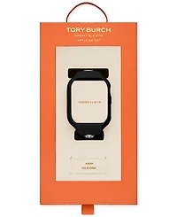 Tory Burch The T Monogram Black Silicone Strap For Apple Watch 41mm