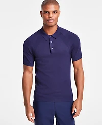Alfani Men's Ribbed Raglan Sweater-Knit Polo Shirt, Created for Macy's