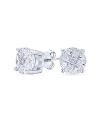 Bling Jewelry Round Solitaire Cz Invisible Cut Checkboard Cubic Zirconia Stud Earrings Sterling Silver