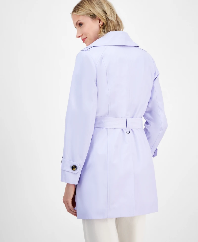 London Fog Women's Single-Breasted Hooded Belted Trench Coat