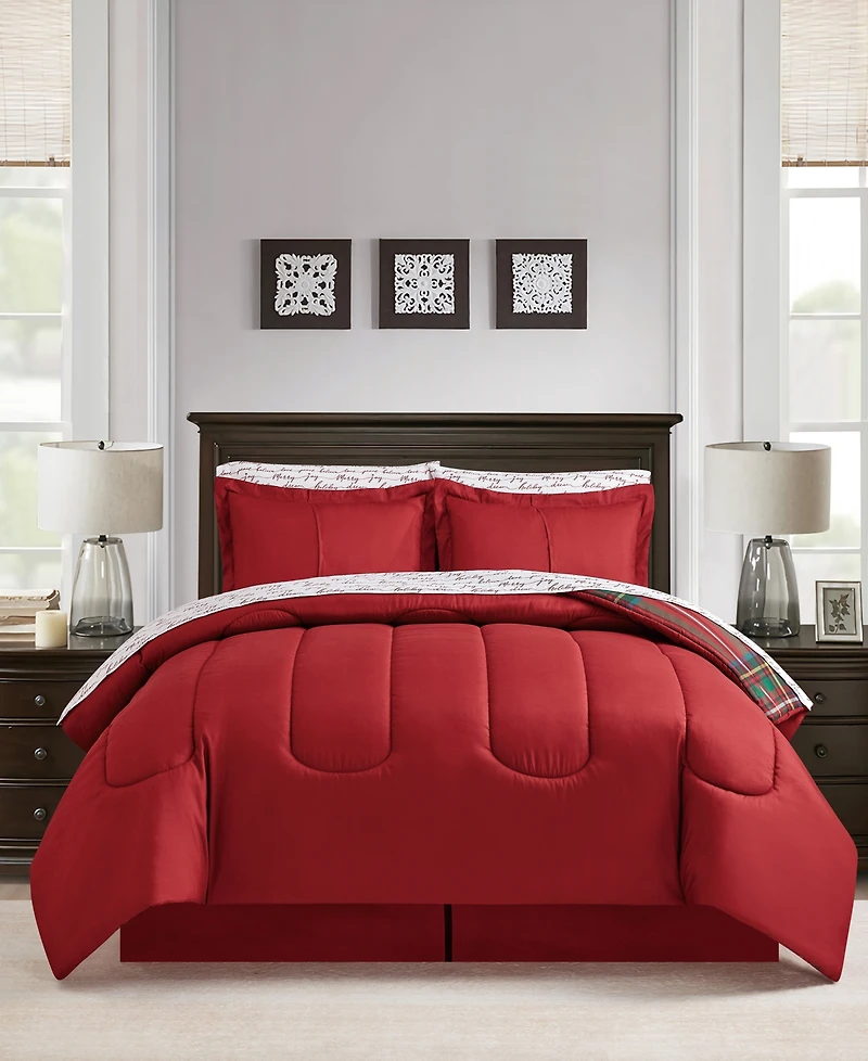 Sunham Holiday Script 8-Pc. Comforter Set, Exclusively at Macy's