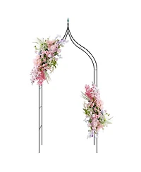 1 Pcs Garden Arbor with Multiple Side Crossbars Powder-coated Metal Tubes