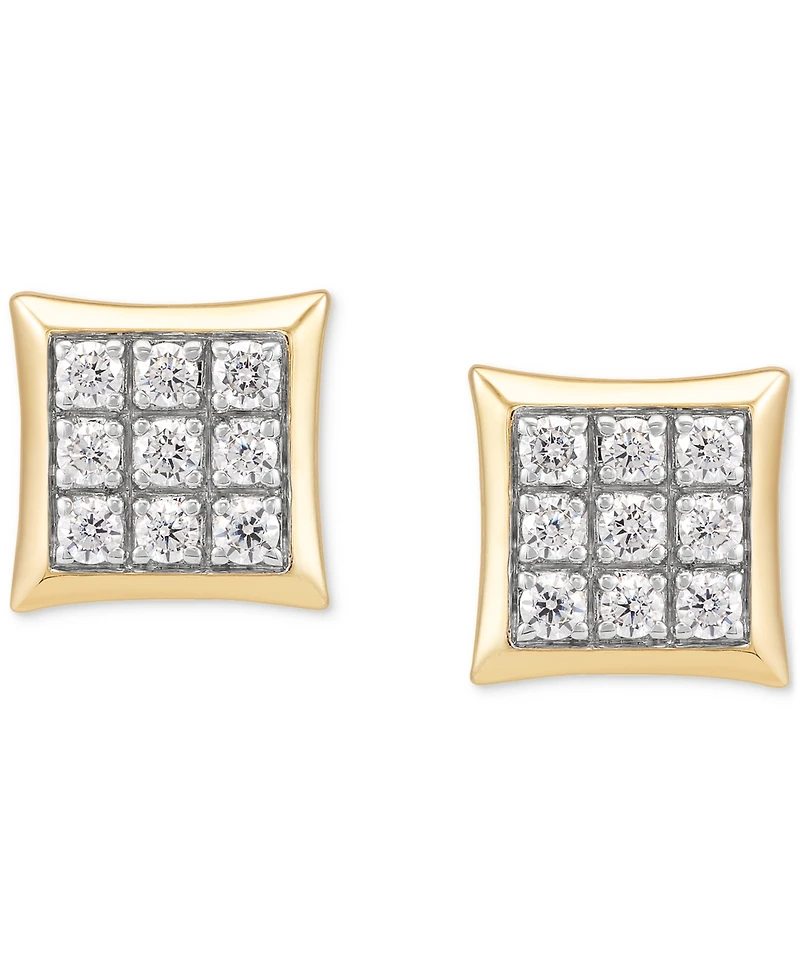 Grown With Love Men's Lab Grown Diamond Square Cluster Stud Earrings (1/2 ct. t.w.) in 10k Gold
