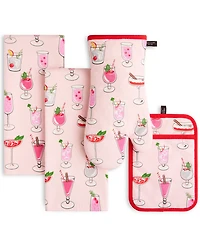 Kate Spade New York Holiday Cocktails Kitchen Towel, Oven Mitt & Potholder, Set of 4