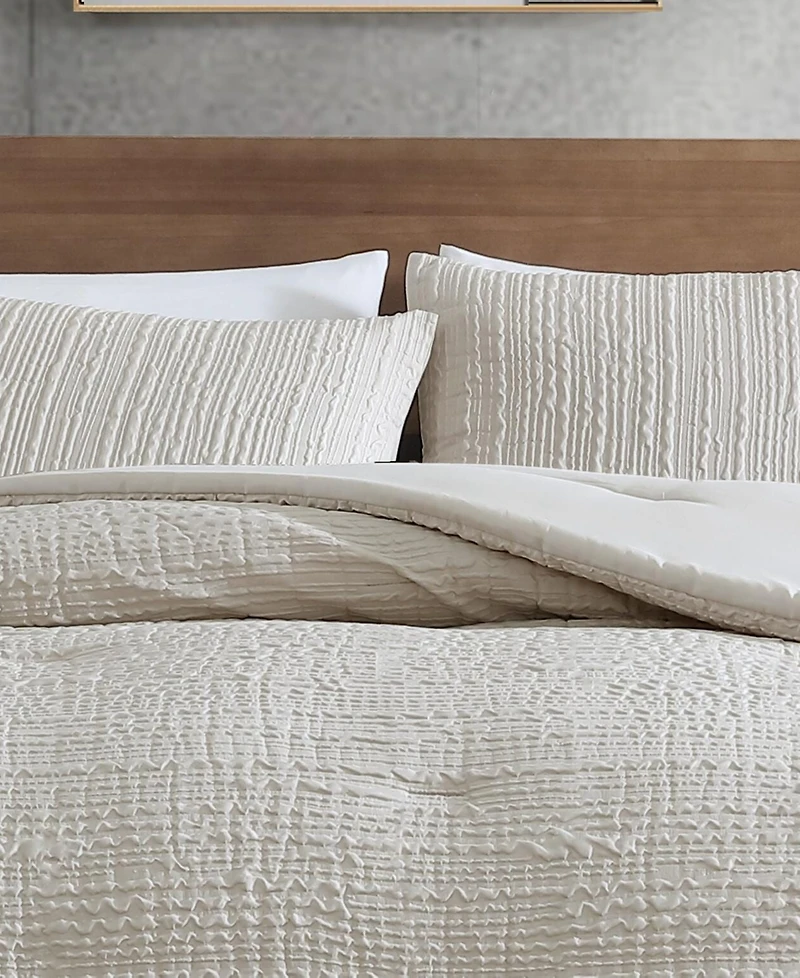 Kenneth Cole New York Serenity Wavy Lines Embossed 3-Pc. Comforter Set