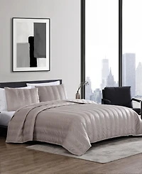 Vera Wang Linear Stitch Velvet 3-Pc. Quilt Set