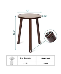 Unho 2 Pack Small Round Side Table Mid Century Tripod Plant Holder 16.5in Tall for Home Decor