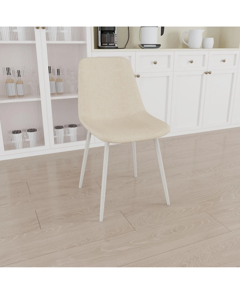 Streamdale Furniture A set of 4 dining chairs, modern kitchen dining chairs, linen padded chairs, and sturdy white metal leg decorated dining chairs.