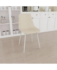 Streamdale Furniture A set of 4 dining chairs, modern kitchen dining chairs, linen padded chairs, and sturdy white metal leg decorated dining chairs.