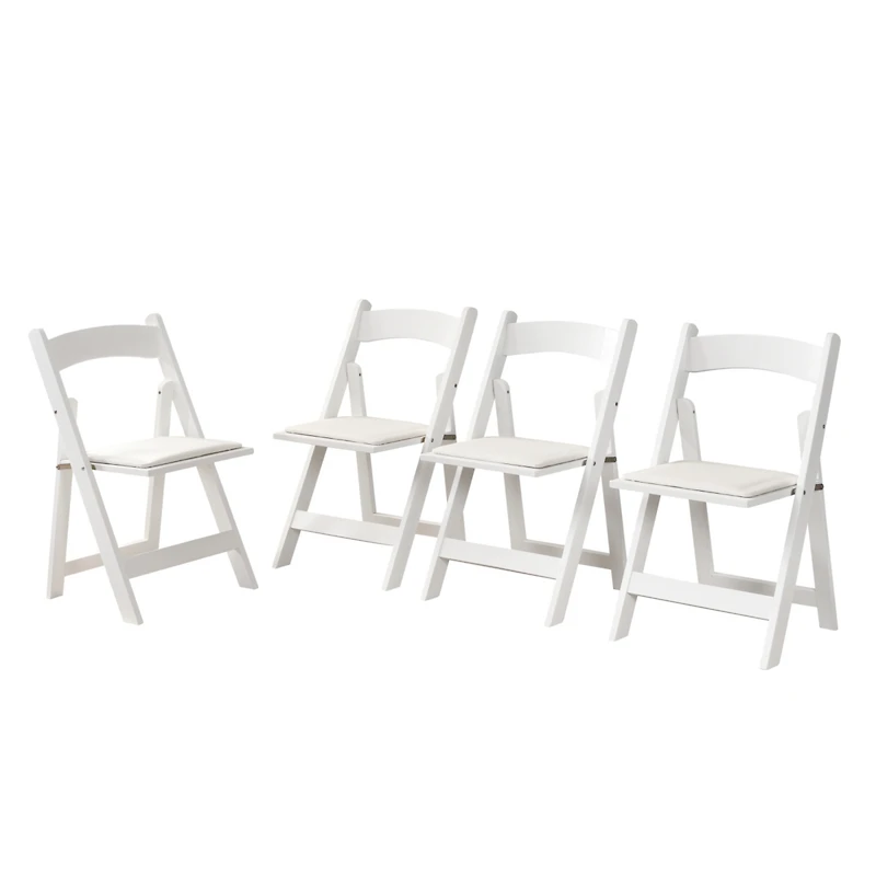 Streamdale Furniture Upholstered folding chair, space saving, easy to carry,, 4PCS, Beige cushion/white shelf, Dining room