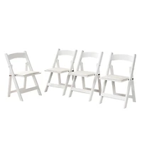 Streamdale Furniture Upholstered folding chair, space saving, easy to carry,, 4PCS, Beige cushion/white shelf, Dining room