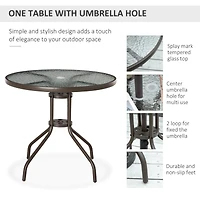 6 Piece Patio Dining Set for 4 with Umbrella, Outdoor Table and Chairs with 4 Folding Dining Chairs & Round Glass Table for Garden, Backyard and Pools