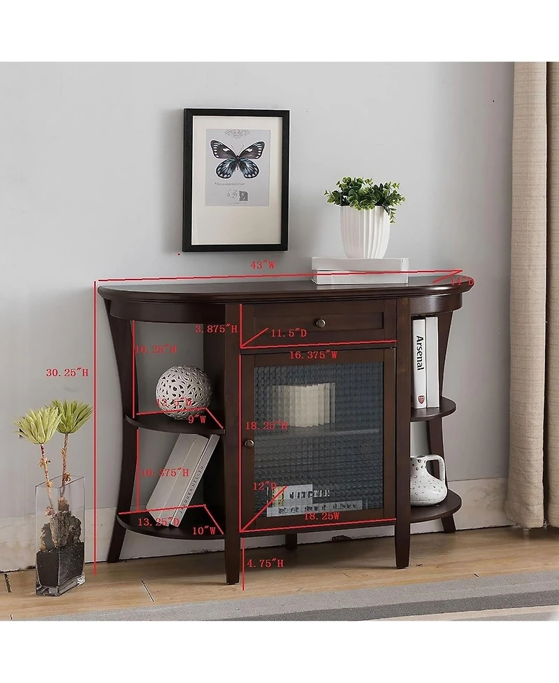 Kings Brand Furniture Kings Brand Walnut Finish Wood Entryway Console Sofa Storage Buffet Table