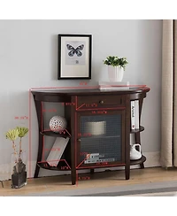 Kings Brand Furniture Kings Brand Walnut Finish Wood Entryway Console Sofa Storage Buffet Table