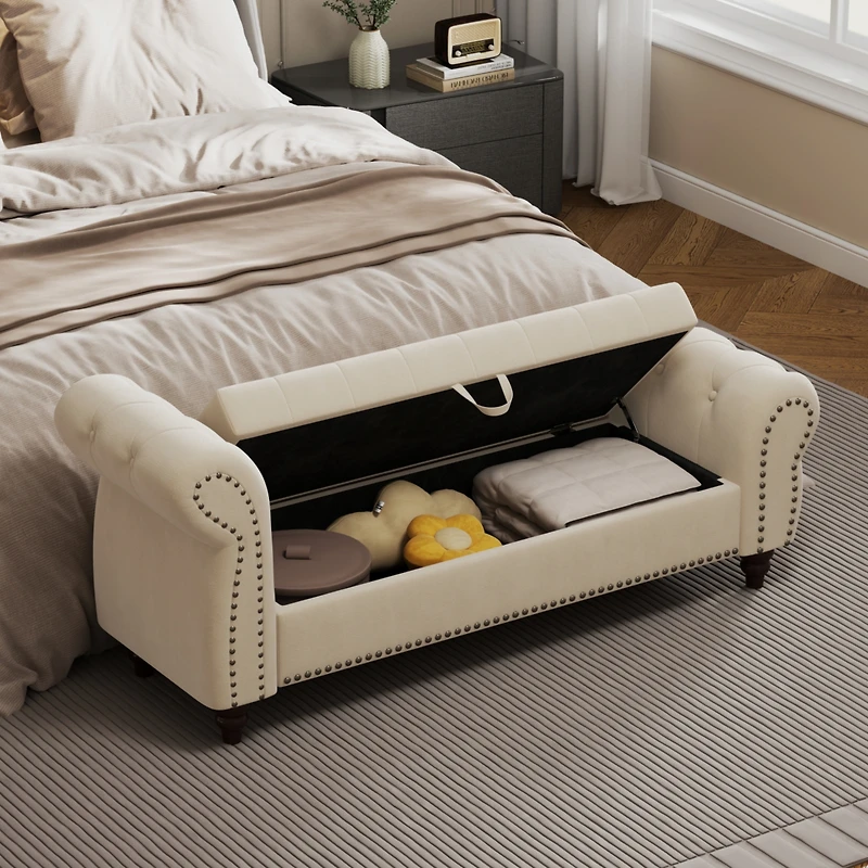 Streamdale 64.5" Tufted Velvet Chaise with Storage
