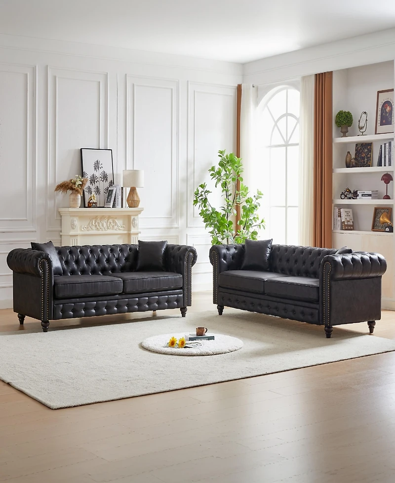 Streamdale Modern Combo Sofa 3+3 Seats with Solid Wood Base