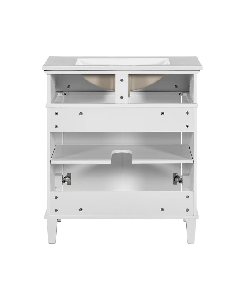Streamdale 30" Vanity with Ceramic Basin and Adjustable Shelves