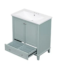 Streamdale 30" Bathroom Vanity Cabinet with Sink and Drawer, Green