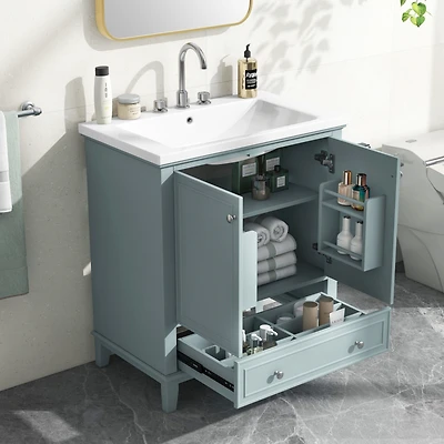 Streamdale 30" Bathroom Vanity Cabinet with Sink and Drawer, Green
