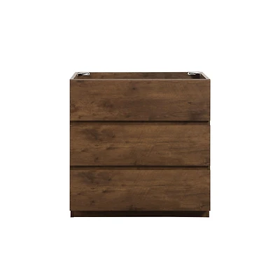 Streamdale Walnut Floor Cabinet with 3 Drawers, Pre-Assembled