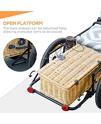 Bike Cargo Trailer, Bicycle Trailer Wagon Cart with Removable Storage Box, Quick Release 16" Wheels and Safe Reflectors, No Bottom
