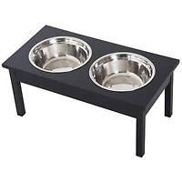 Streamdale Furniture 23 Wooden Heavy Duty Dog Food Bowls Pet Elevated Feeding Station Black