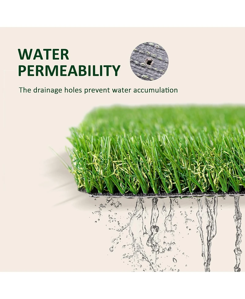 10' x 3' Artificial Turf Grass with Simulated Look & Feel Uv Protection, & Drain Holes for Rain, 1.25" Height